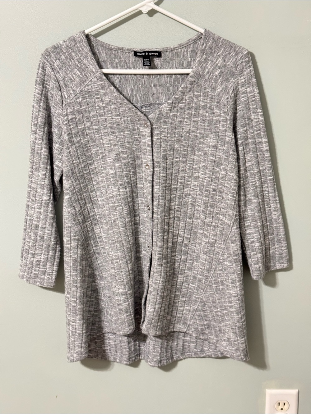 Cable & Gauge Gray Ribbed Hi Low Sweater Cardigan Size M